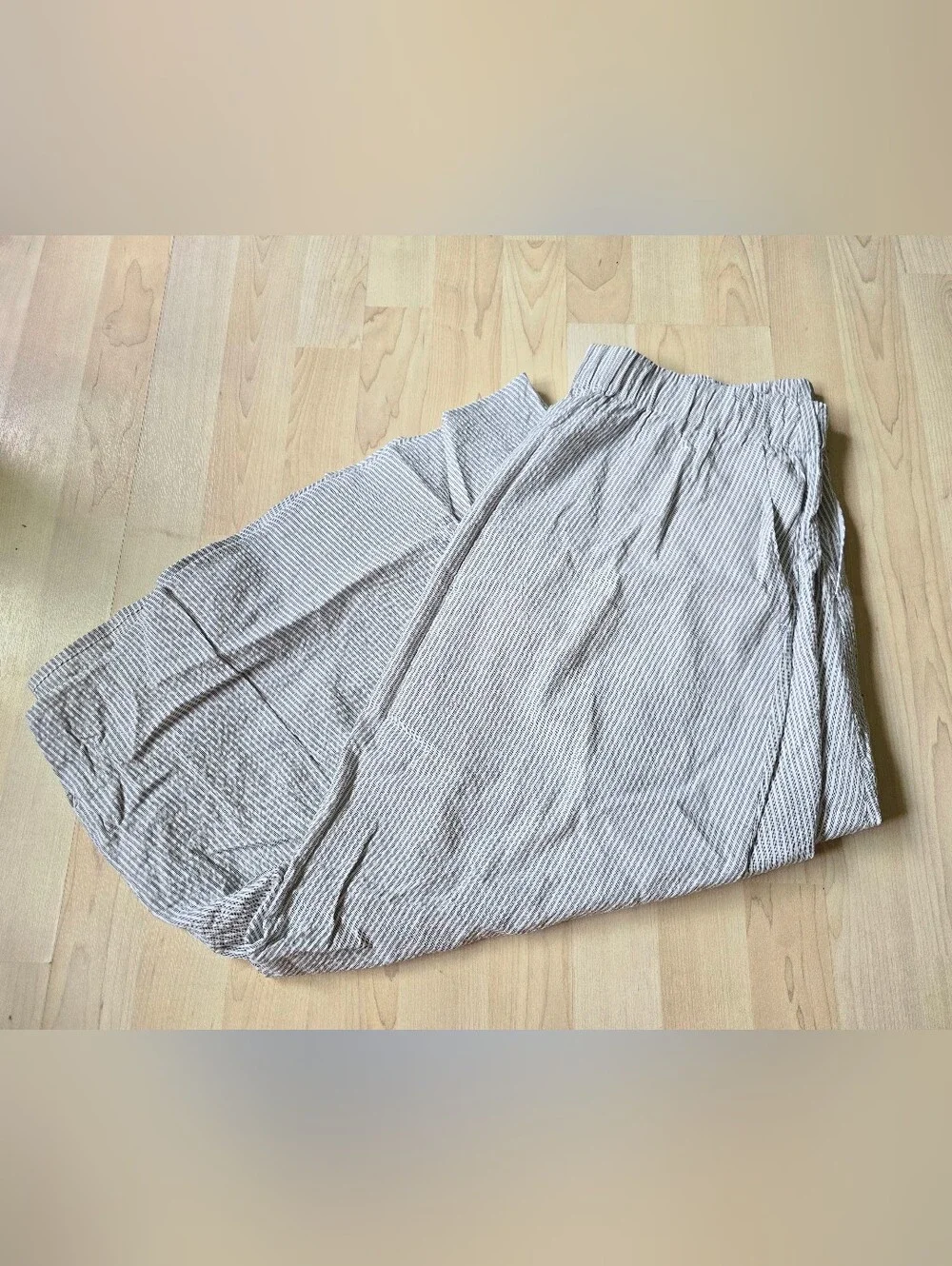 Eileen Fishwer 100% Organic Cotton Puckered Stripe Skirt Size Large